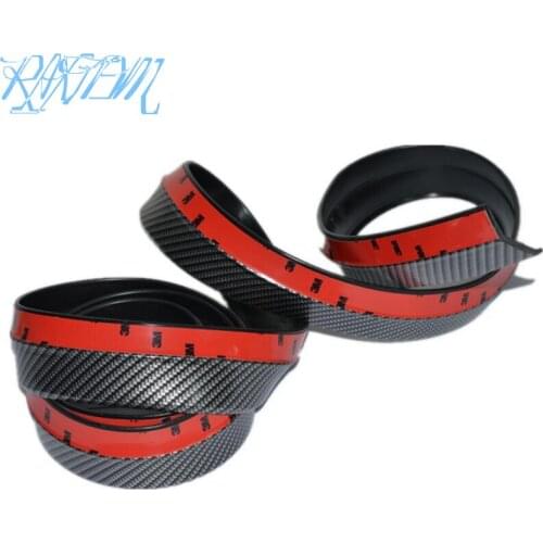 2.5M Black Soft Carbon Fiber Car Rubber Bumper Strip Outside Bumper Exterior Front Bumper Lip Kit Car bumper Strip Hot Sale