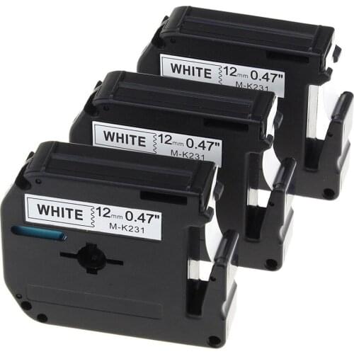 3 Pack Compatible Brother M231 M-K231 MK231 Black on White Label Tape for Brother P Touch Label Maker PT-90 PT-M95 PT-70BM