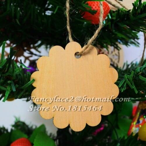 60pcs Wish Card Flower Wood Tags Tree Decoration Ornaments Rustic Tags Wedding Valentine Party Nature Color Gift Home Decor