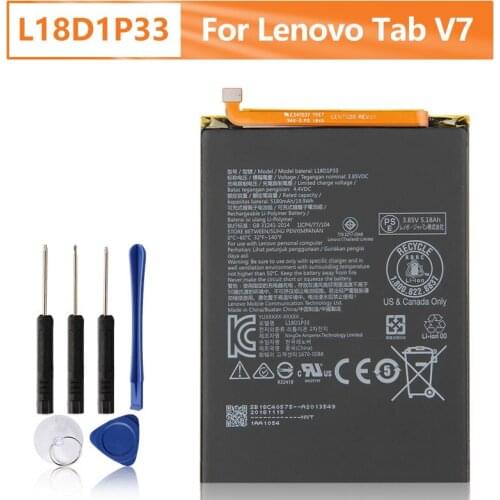 Original Replacement Tablet Battery L18D1P33 For Lenovo Tab V7 Tablet Battery Genuine Rechargable Tablet Battery 5180mAh