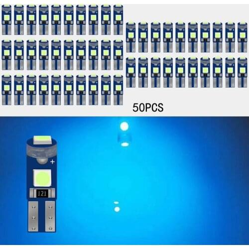 50Pcs/Lot Car LED Bulbs Super Bright Ice Blue T5 3030 3SMD 12V Canbus Error Free Instrument Light Plug and Play
