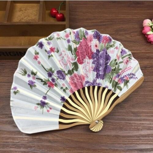 Free Shipping Personalized Vintage Cherry Blossom Print Folding Pocket Fan Wedding Favor Gifts LX2600