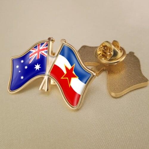 Australia and Yugoslavia Crossed/Double/Friendship Flags Lapel Pins/Brooch/Badges