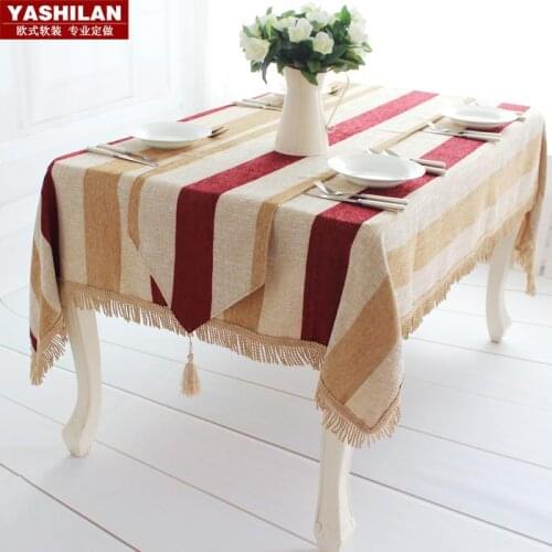 European high-grade fashion striped cotton rustic square table Bubu arts round tablecloth square table cloth table runner