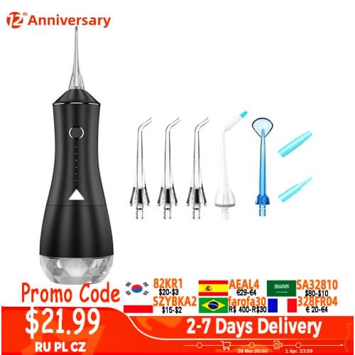 Oral Irrigator USB Rechargeable Water Flosser Portable Dental Water Jet 320ML Water Tank Waterproof Teeth Cleaner Travel Gift