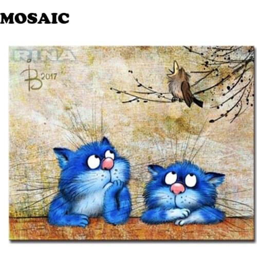 Full Square paint diamond 5D DIY Diamond Painting"Blue Cute Cat"animals Embroidery Cross Stitch Mosaic pictures by bumbers