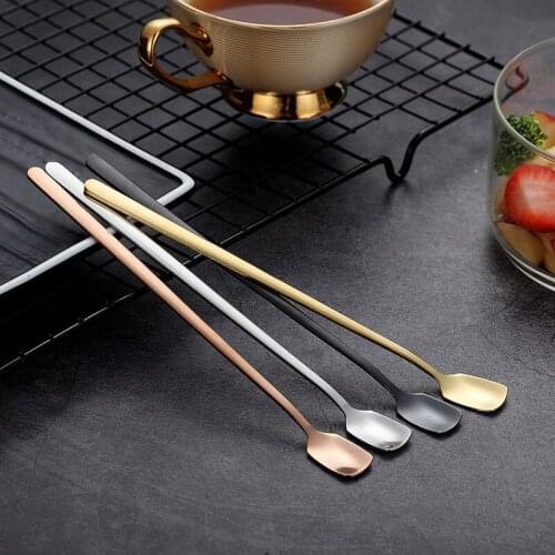 Long Handled Stainless Steel Coffee Spoon tiny Stir Ice Cream Tea Dessert Spoon Mini Scoop Kitchen Accessories Gadget