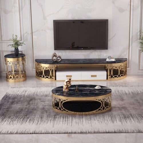 Round coffee table light luxury modern minimalist living room small apartment new oval coffee table TV cabinet combination small