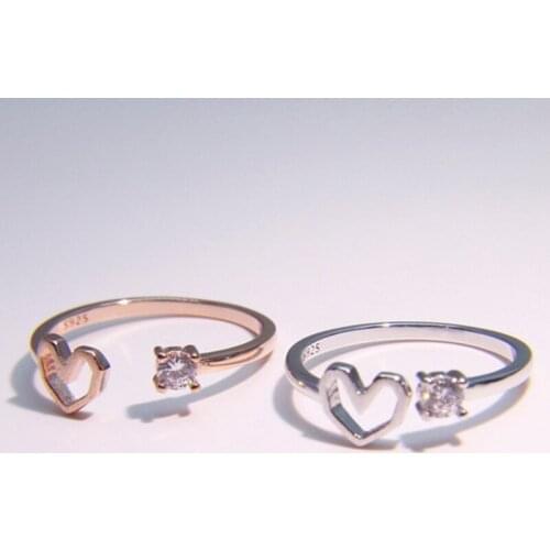 Hot Selling Simple and Sweet Love Single-sided Crystal Stone Open Ring Ladies Fashion All-match Engagement Ring Whole Sale