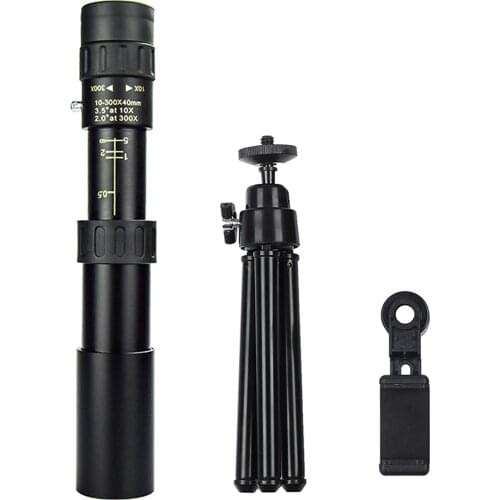KKMOON 10-300×40 Zoom Monocular BAK4 Prism Monocular Retractable Telescope with Tripod Mount Lanyard Carrying Case For Outdoor