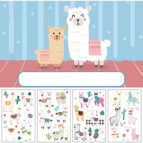 Cartoon Alpaca Tattoo Sticker for Arm Face Disposable Temporary Stickers Kids Toy