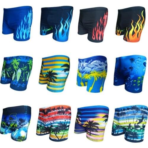 New style swimming trunks mens flat corner printing oversize hot spring beach pants fashion mens swimsuit professional