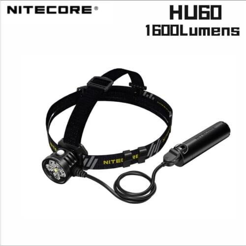 NITECORE HU60 USB Powered Elit Headlamp 1600 lumens Rechargeable with Remote Control Wristband Hard Light Headlight