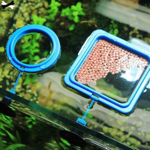 New Aquarium Feeding Ring Fish Tank Station Floating Food Tray Feeder Square Circle Accessory Water Plant Buoyancy Suction Cup
