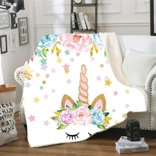 3D Unicorn Printed Gothic Fleece Blanket For Beds Thick Quilt Fashion Bedspread Sherpa Throw Blanket Adutls Kids Dropship