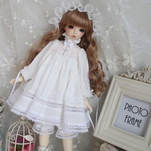Doll Clothes 1/3 1/4 1/6 Doll Dress White Night Skirt for BJD SD Doll Dress Including Hair Decoration and Pumpkin Shorts