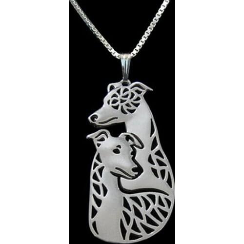 Whippet couple dog necklace Greyhound dog jewelry for women golden two colors