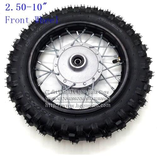 2.50-10" Motorcycle Wheels Front 10 inch Steel Rims 28 holes with Drum Brake hub for SMALL dirt pit bike CRF 50 Black
