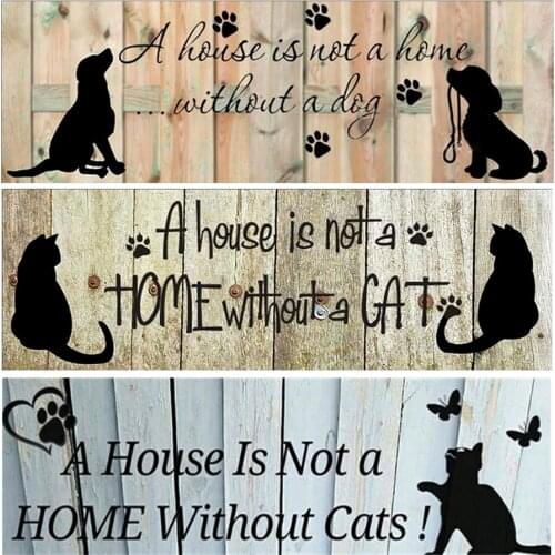 Full diamond full circle 5D DIY diamond painting "A House Is Not A Home Without A Dog/Cat" home decor Cross Stitch gift