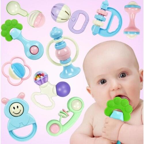 10pcs/set baby teether rattle baby rattle newborn baby 0-1 baby early education puzzle toys gift