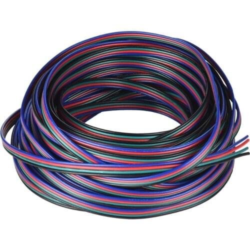 RGB LED Wire 4pin 22 AWG PVC Extension RGB+Black Wire Cable use for SMD3528 5050 RGB LED Strip light