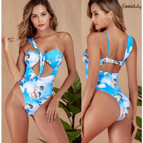 Sexy Womens One Shoulder Bikini Push Up One Piece Swimwear Monokini Beachwear