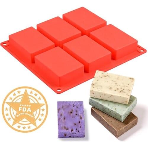 6 Cavity Soap Making Silicone Mold 3d Ordinary Soap Mold Rectangular DIY Cake Pudding Silicone Mold Kitchen Supplies