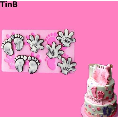 Hot Small Hands Feet Chocolate Candy Jello 3D Silicone Mold Chocolate Bithday Cake Mould Silicon Fondant Cake Decorating Tools