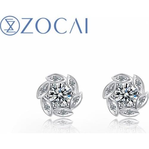 ZOCAI Brand Natural diamond 0.2CT H / SI certificated wedding earrings 18k white gold(AU750) Free ship JBE90247T