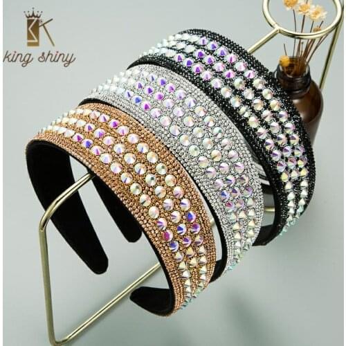 Temperament Korean Full Shiny Crystal Headband for Woman Elegant Sparkly Rhinestone Diamond Hairband Girl Party Hair Accessories