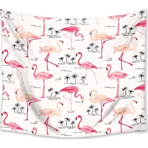 Tropical Palm Coconut Flamingo Tapestry Wall Hanging Polyester Home Bedroom Decor Bedspread Beach Mat Blanket Yoga Mat Tapestry