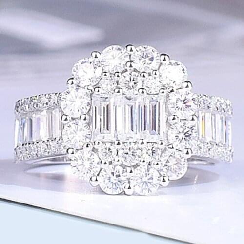 Rectangle Ladder Ring Women Real 925 Sterling Silver Luxury Unique Engagement Wedding Party Exquisite Elegant Charm Jewelry Fine