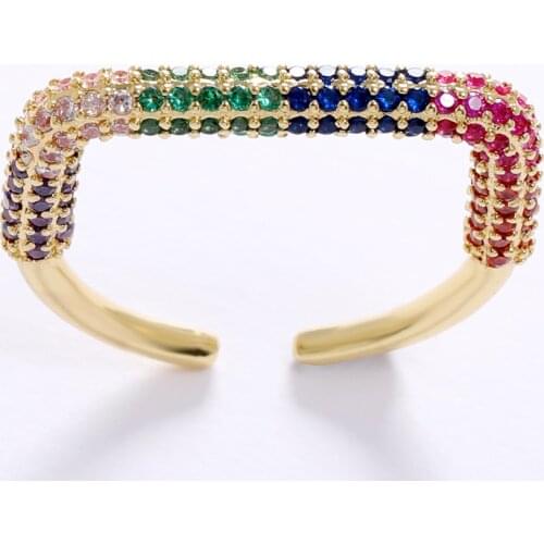 LUALA Geometric Shape Statement Ring For Women Unique Design CZ Adjustable Size Women Wedding Ring Korea Jewelry No Fade