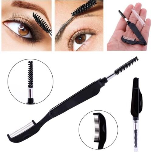 1PCS Double Use 2 in 1 Foldable Stainless Steel Women Beauty Eyelash Eyebrow Comb Makeup Cosmetics Tool