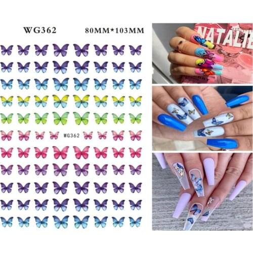 10PCS Red Pink Blue Colorful Butterfly Nail Sticker Manicure Decoration Applique Accessories Adhesive Transfer Nail Sticker