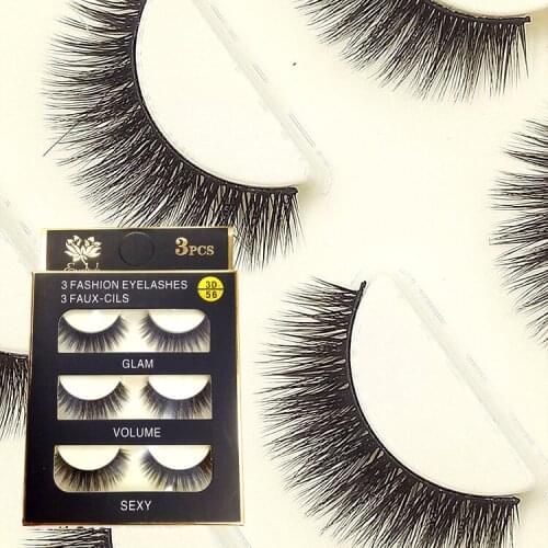 3D56 3pcs 3D False Eyelashes hand made fake lashes black cotton stalk natural long soft eye lash reuse daily eye extension