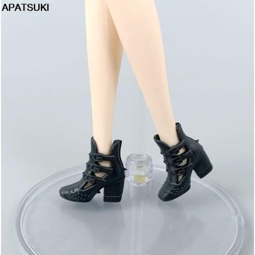 5pairs/lot Black Doll Shoes For Barbie Dolls High Heel Fashion Sandal Shoes Dollhouse Accessories Kids DIY Toys 1/6