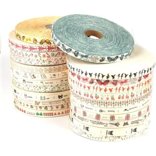 5Yard/lot Multi Handmade Design Printed Cotton Ribbon For Wedding Party Christmas Decoration Gift Wrap DIY Sewing Fabric