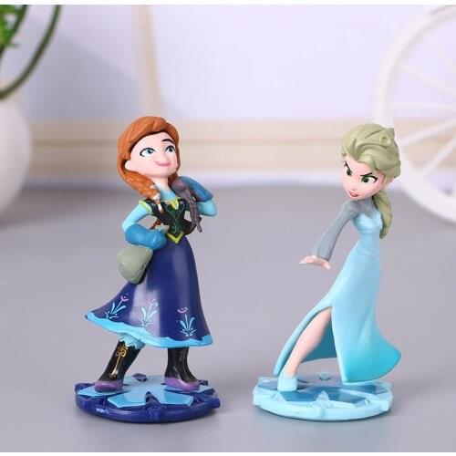 9cm Disney Anime Frozen Elsa Queen Anna Princess Figures Cake Decorations Cartoon PVC Action Model Toys Doll Gifts