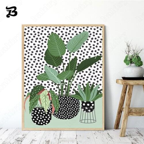 Abstract Flowerpot Canvas Painting Origin Green Plant Botanical Posters and Prints for Living Room Wall Art Picture Home Decor