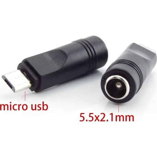 DC Power Adapter Converter Micro USB Male to 5.5x2.1mm Female Jack Connector for Laptop Notebook Computer PC