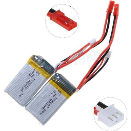 2pcs/lot Rc Lipo Battery 7.4V 850mAh 20C 2s for MJX X600 WLtoys V921 RC Quadcopter Parts
