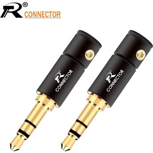 4pcs Jack 3.5mm Audio Plug 3 Pole Gold-plated Earphone Connector with Aluminum tube&Screw locks welding free packing
