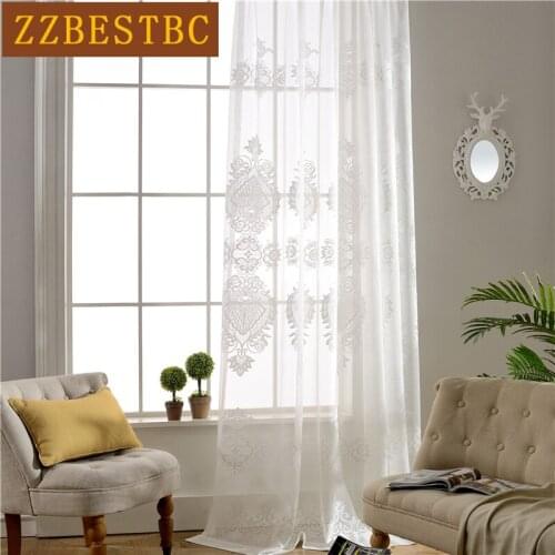 White modern rustic Voile Curtain for living room bedroom kitchen decoration high quality elegant hotel apartment tulle