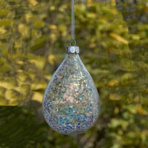 Free Shipping 2pcs/pack 8*16cm Drop Shaped Inner Pieces Glass Pendant Home Decoration Christmas Tree Hanging Friend Gift