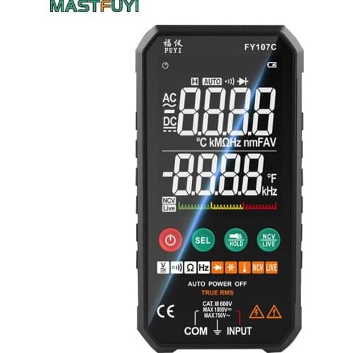 FY107C/FY107B 6000counts Digital Multimeter Ture RMS AC DC NCV Transistor Capacitor Temperature Voltage Smart Meter