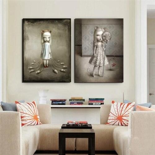 Home Decor Nicoletta Ceccoli Canvas Print Doll Poster Girl Painting Modern Fairy Tale World Wall Art Office Fish Modular Picture