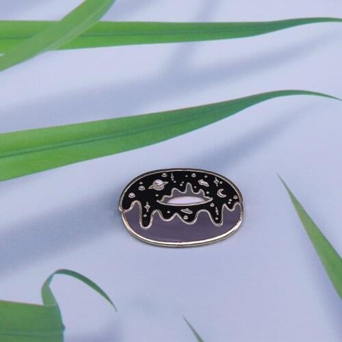 Dark matter doughnut enamel pin planet galaxy brooch sprinkles dessert pin funny gift space pin mysterious