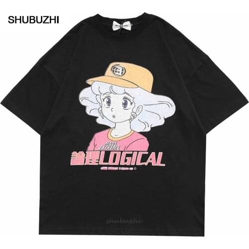 Men Hip Hop T Shirt Streetwear Japanese Cartoon Girl Tshirt Harajuku Oversize T-shirt Anime Cotton Tops Tees Short Sleeve