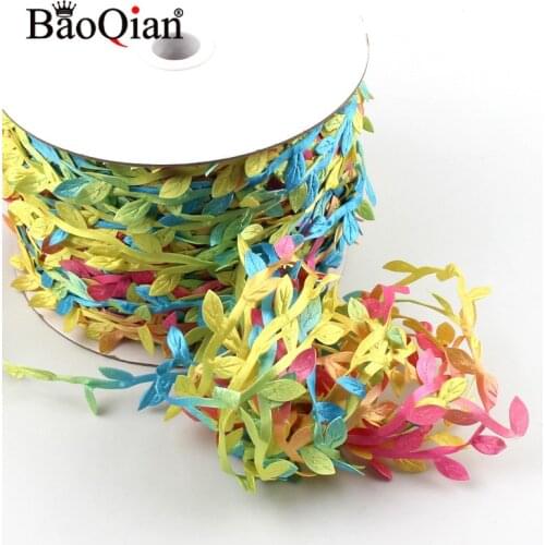 10 Meter Leaf-Shaped Handmake Silk Artificial Green Leaves For Wedding Decoration DIY Wreath Gift Scrapbooking Craft Fake Flower